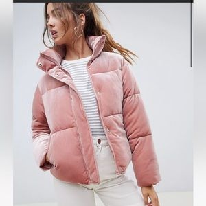 Light pink velvety puffer